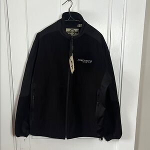 North end fleece jacket, zip up size L embroidered fisher racing team.